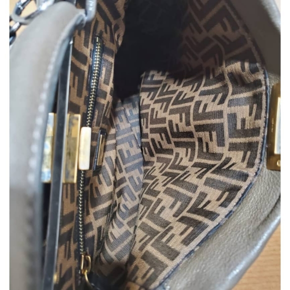 Authentic FENDI Goatskin Zucca Large Peekaboo Iconic Satchel Bag - Picture 5 of 12